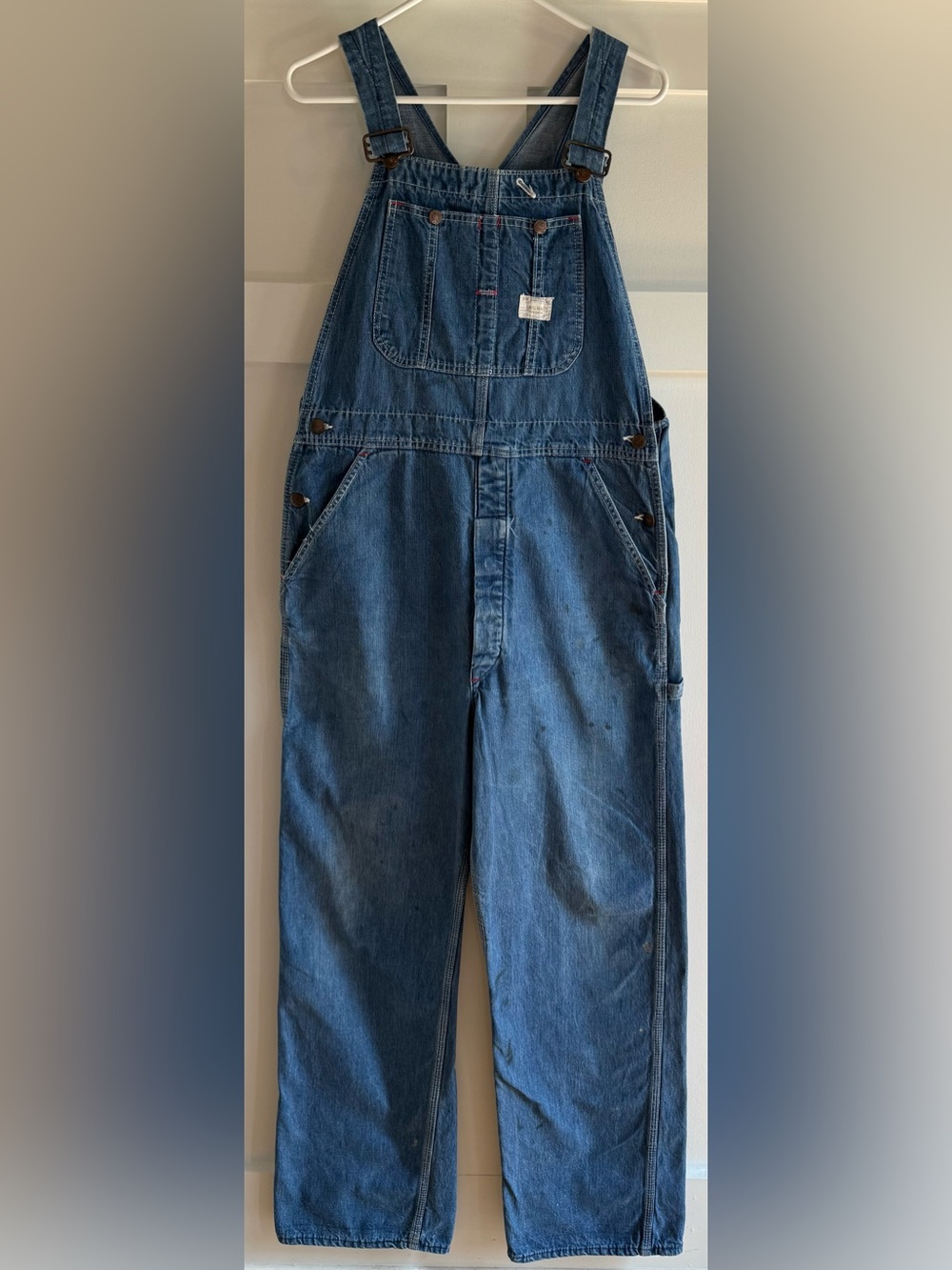 Vintage 60’s-70’s Big Mac Square Bak Blue Denim 100% Cotton Bib Overalls Unisex